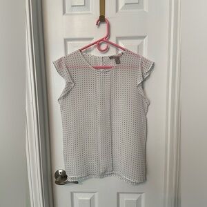 Forever 21 White Blouse with Navy Dots